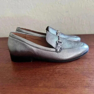 Johnston and Murphy Ali Bit Loafer Shoes Women’s Size 8 M Silver Leather EUC